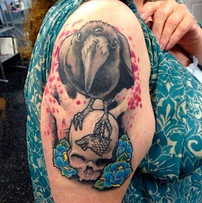 Тату с трёхглазым вороном по мотивам Игры престолов