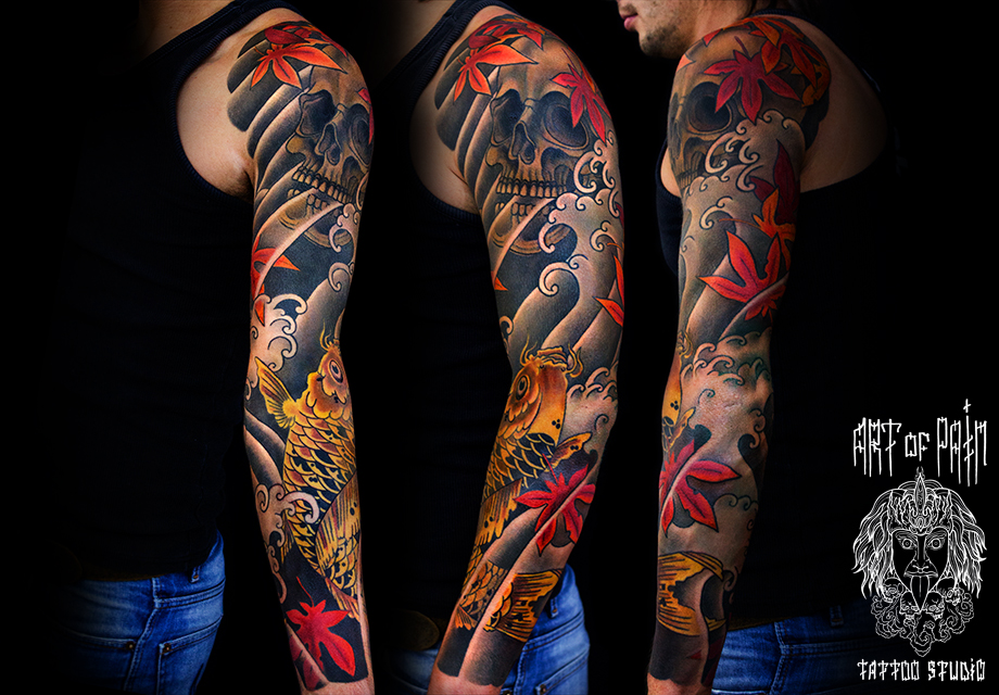 Фото тату-рукава в стиле Япония