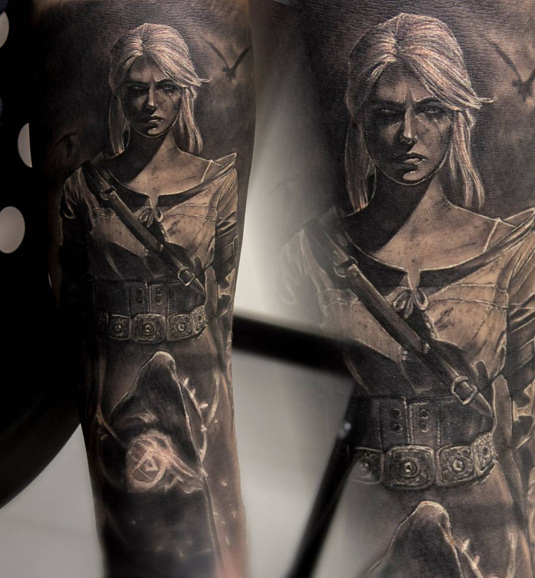 Татуировка с Цириллой по третьему ведьмаку