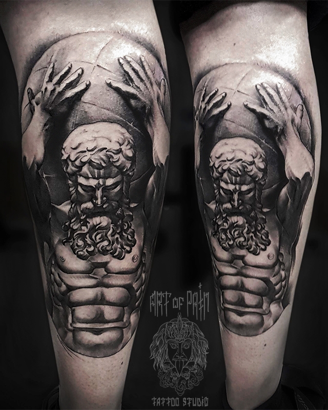 Тату в греческом стиле: Атлант