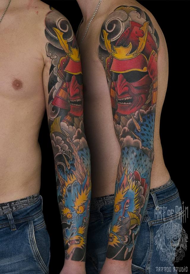 Популярная у мужчин тату в виде дракона