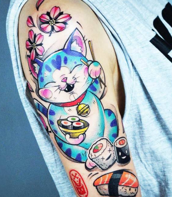 Место нанесения тату Манэки-нэко