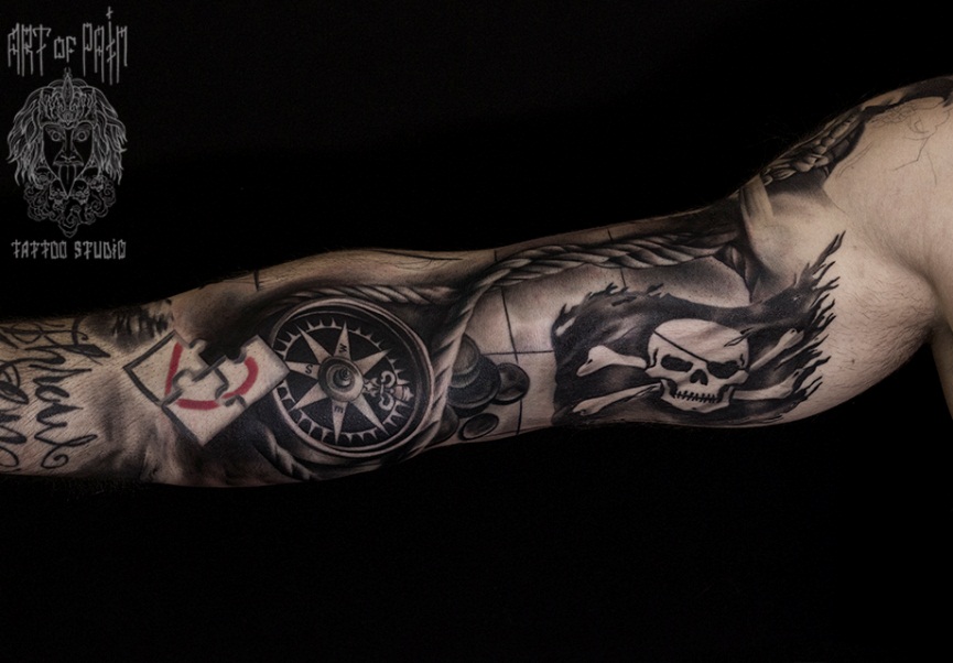 Фото татуировки компаса на руке