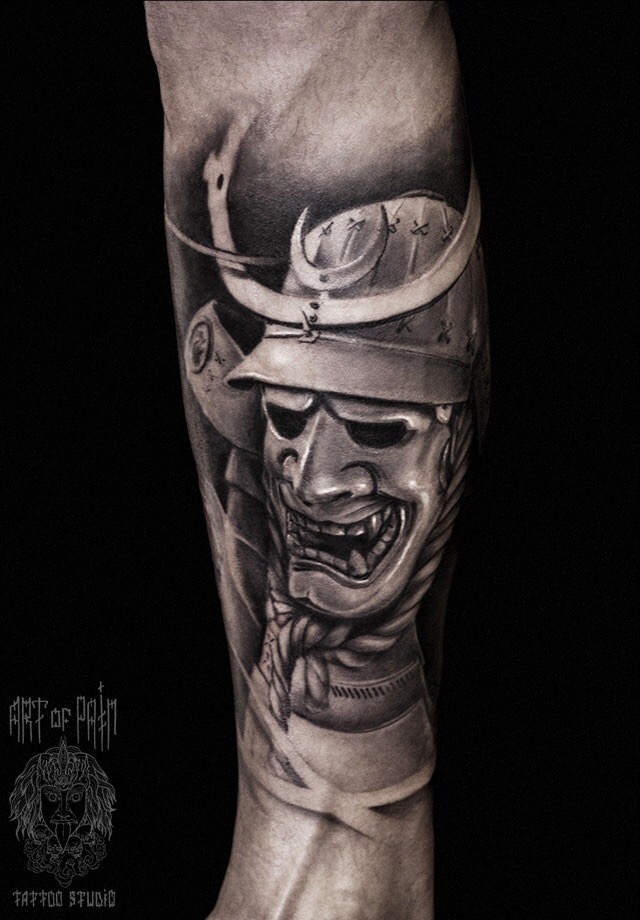 Тату маска самурая