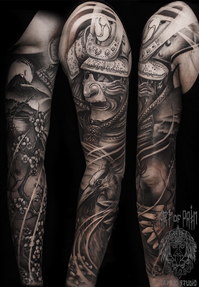 Татуировка маска самурая