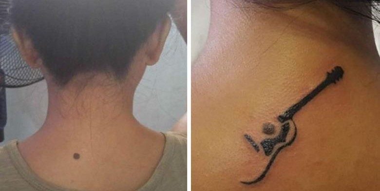 Пример тату вокруг родинки