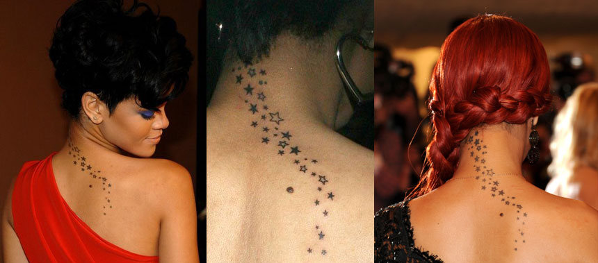 Фото тату в виде звезд у Рианны