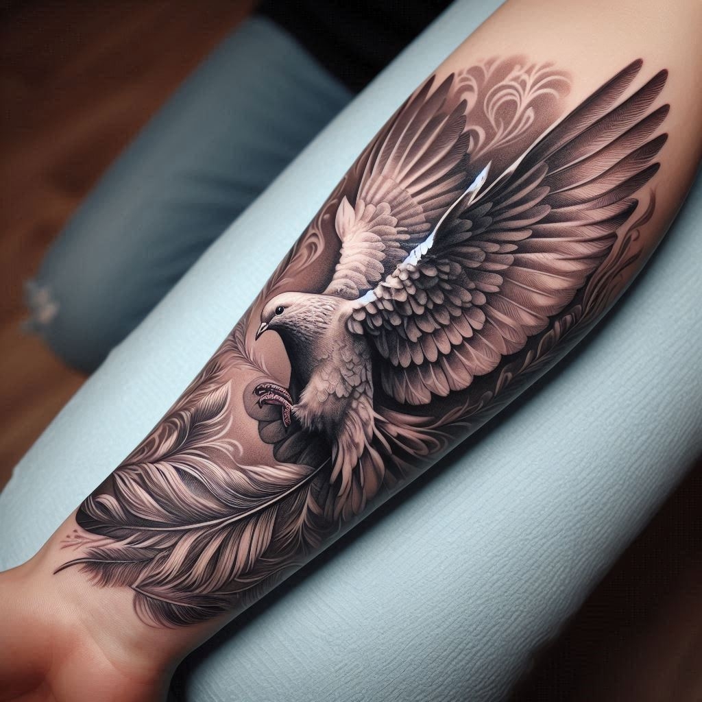 эскиз тату голубь