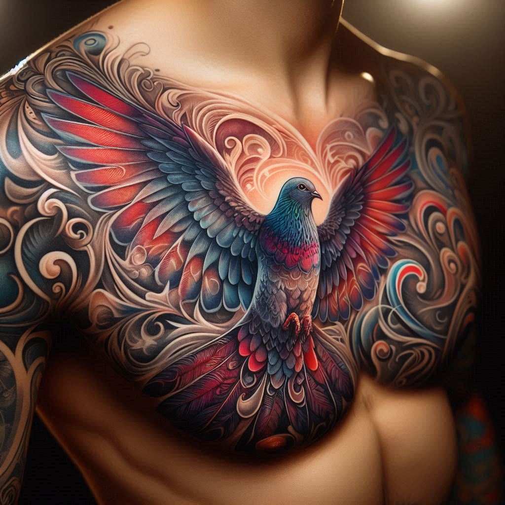 эскиз тату голубь