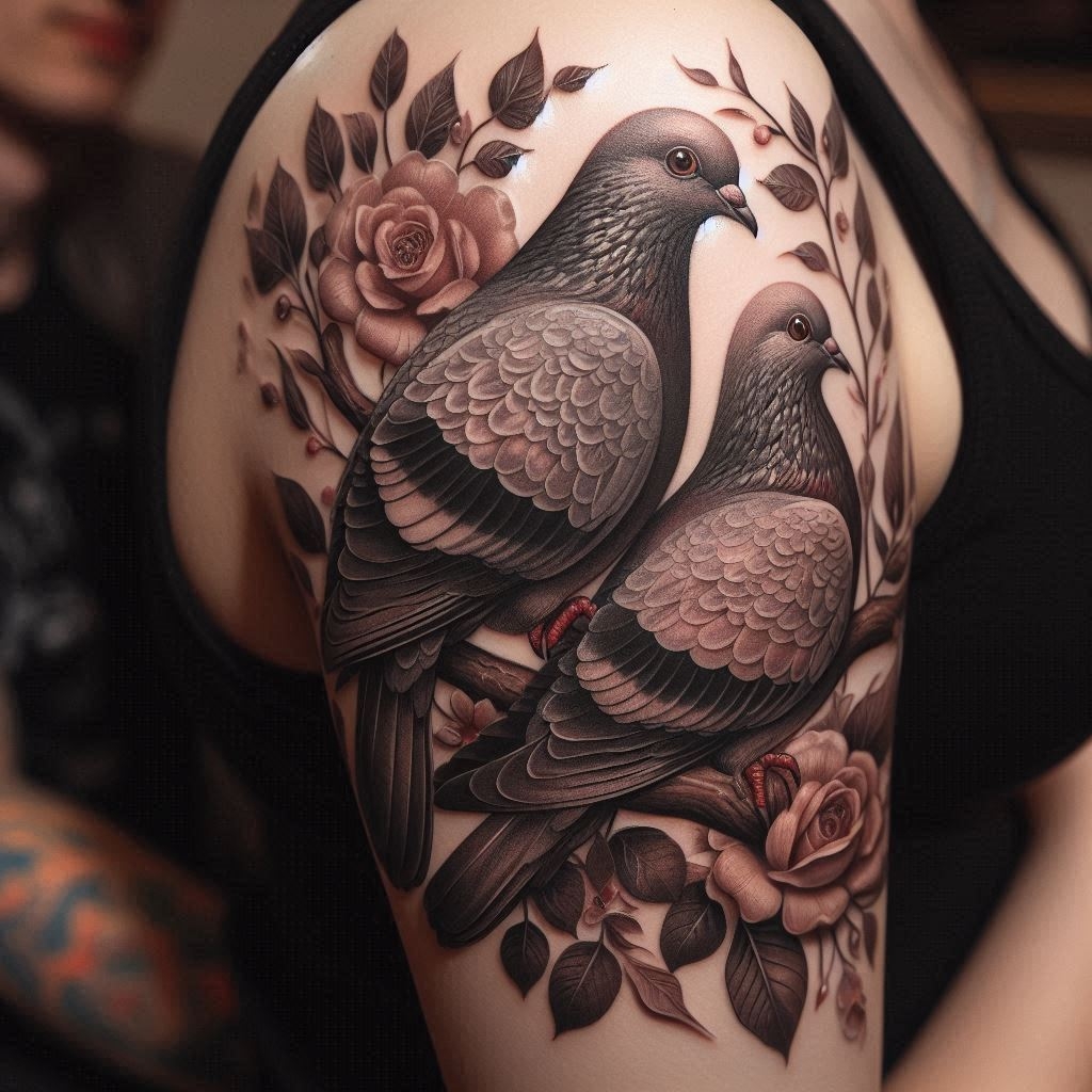 эскиз тату голубь