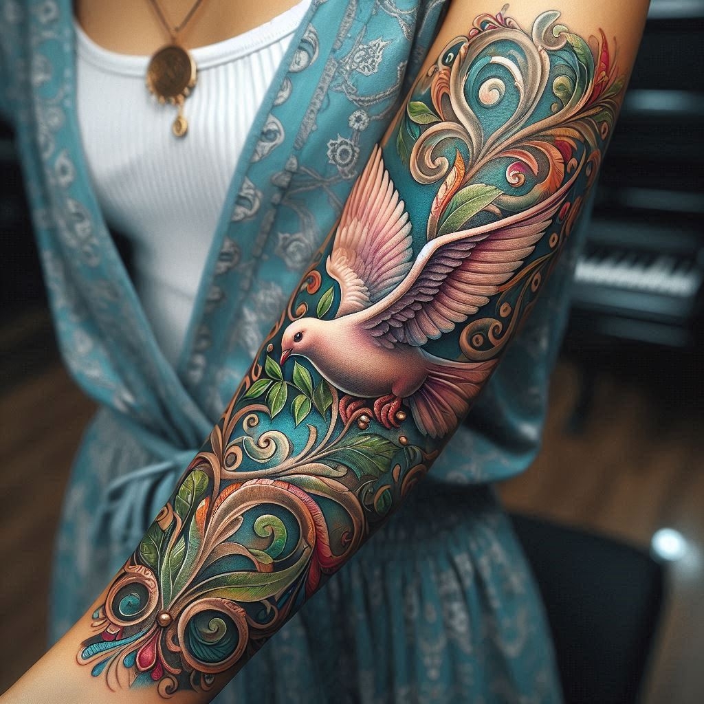 эскиз тату голубь