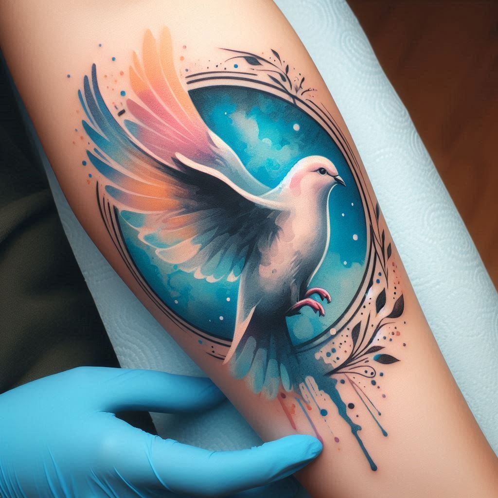 эскиз тату голубь