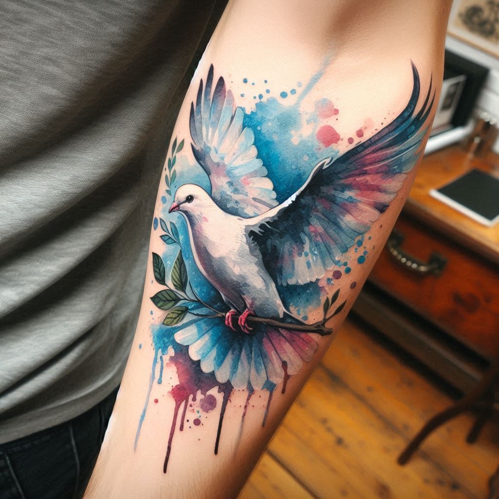 эскиз тату голубь