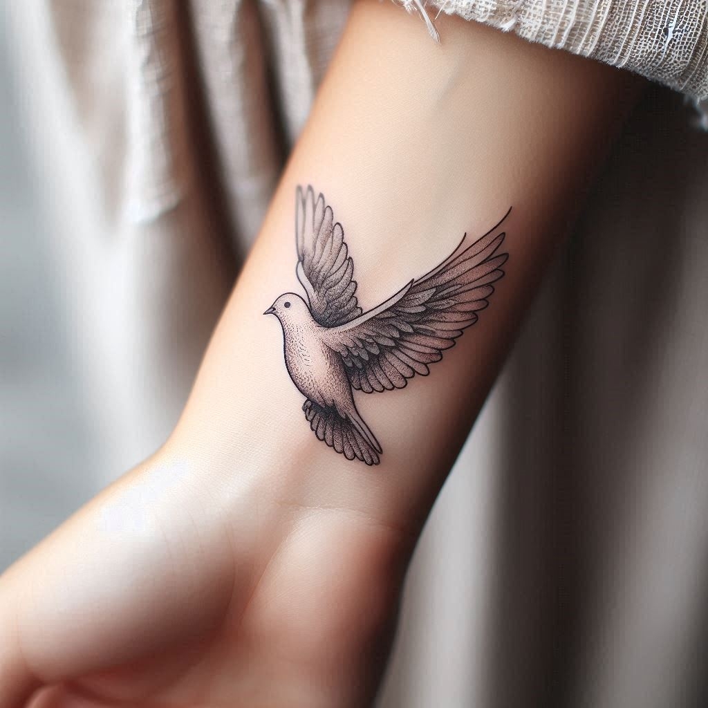 эскиз тату голубь