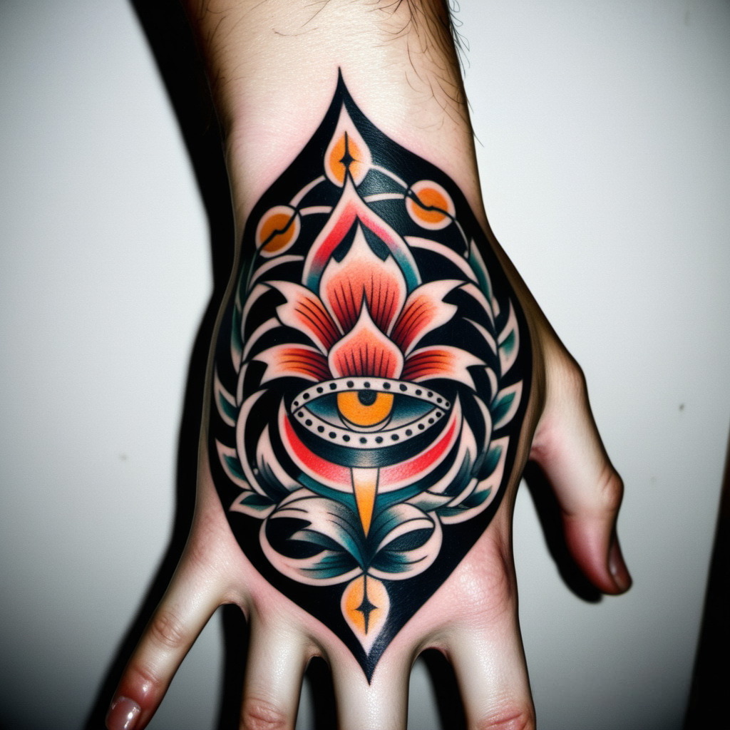 эскиз татуировки в стиле олд скул на кисти