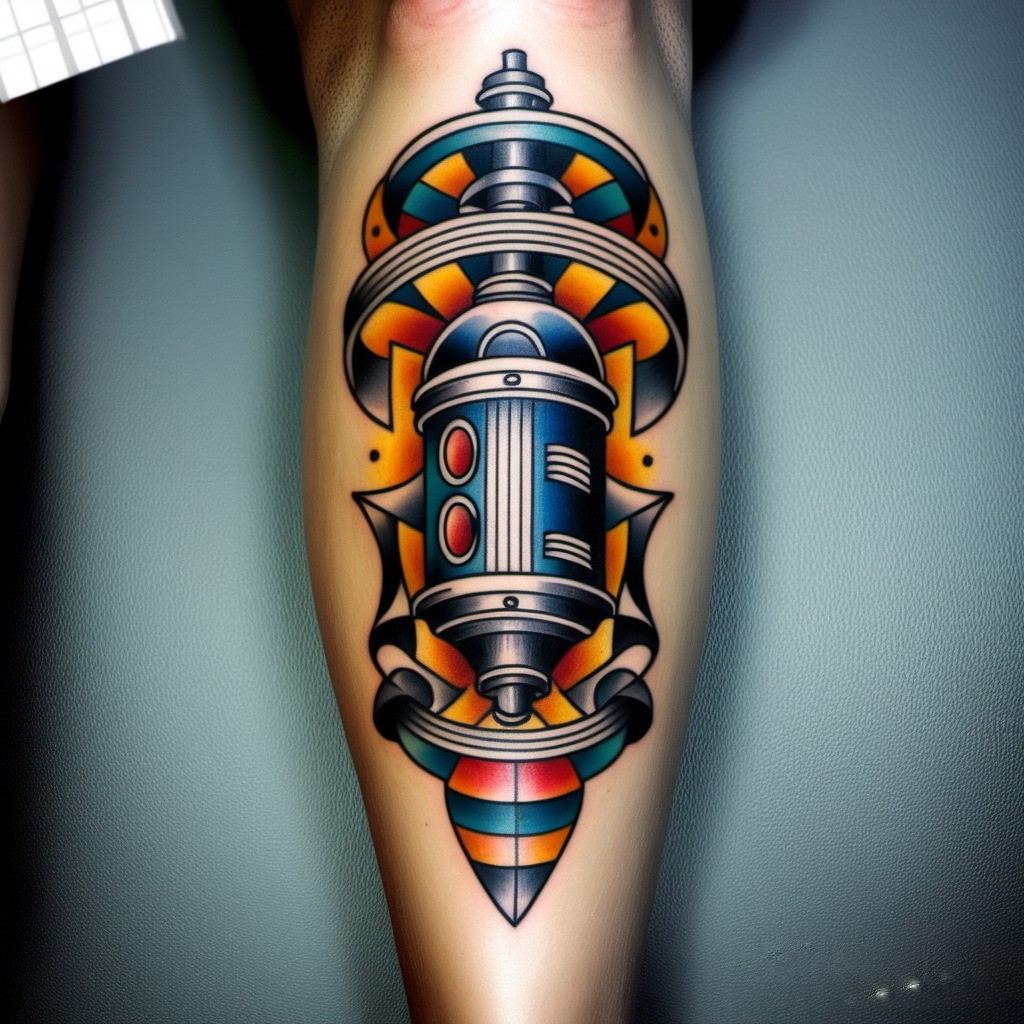 эскиз татуировки в стиле олдскул на голени