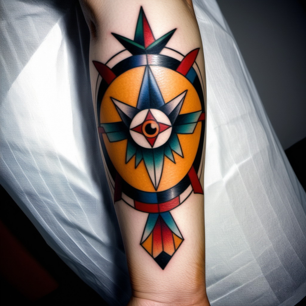 эскиз татуировки в стиле олдскул на предплечье