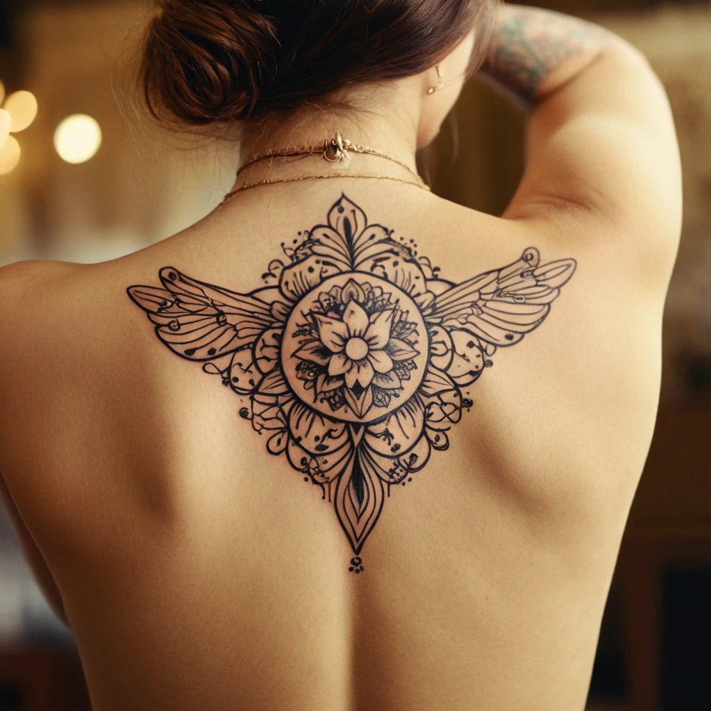 эскиз женской тату на спине