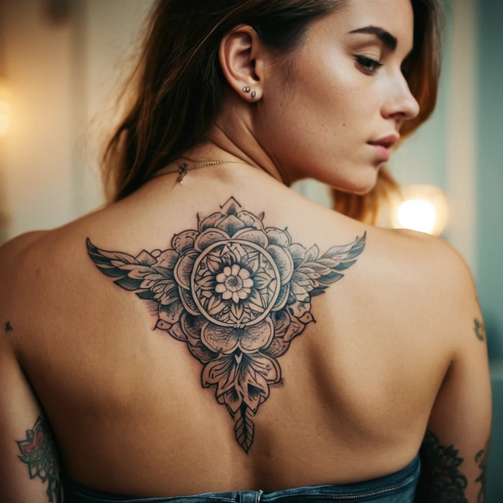 эскиз женской тату на спине