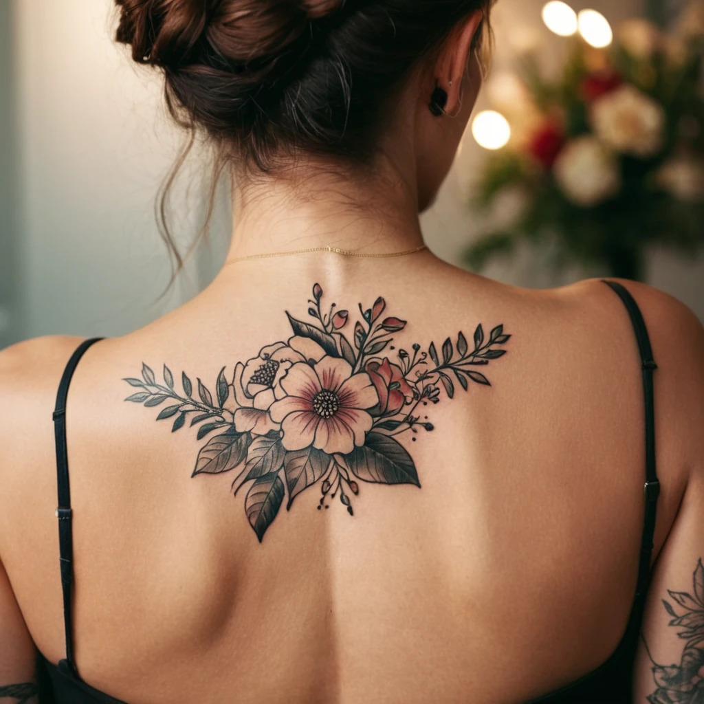 эскиз женской тату на спине