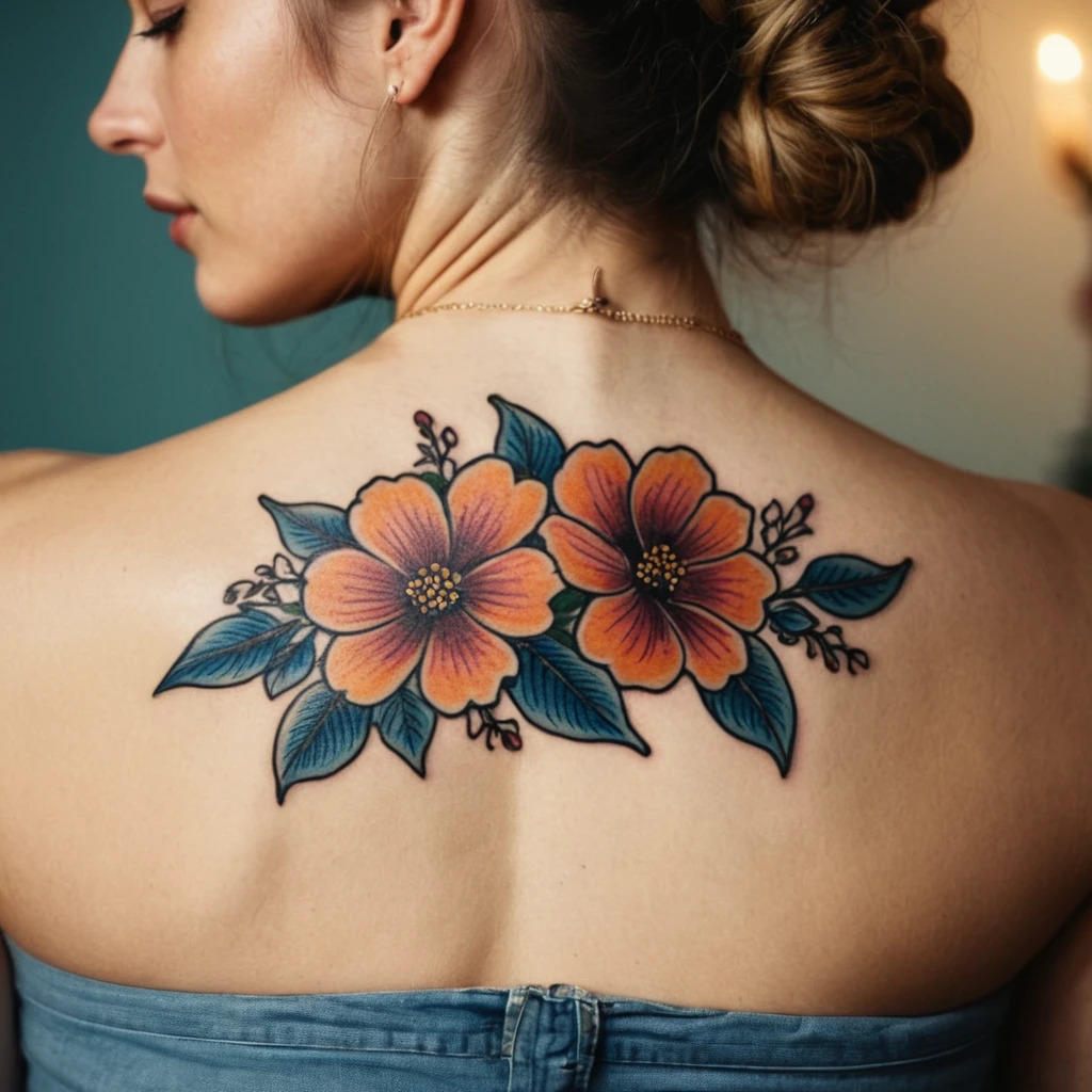 эскиз женской тату на спине