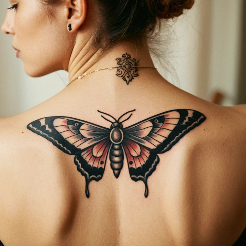 эскиз женской тату на спине