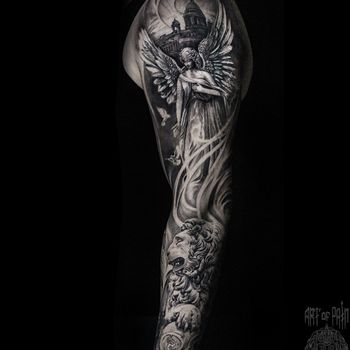 тату в стиле чикано рукав