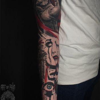 тату рукав трэш полька