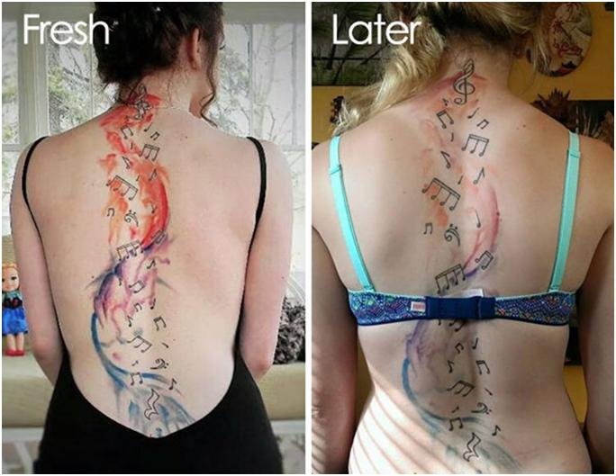 Почему татуировка выцветает и меняет цвет