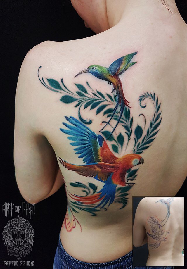 Фотографии модных татуировок для девушек: птицы