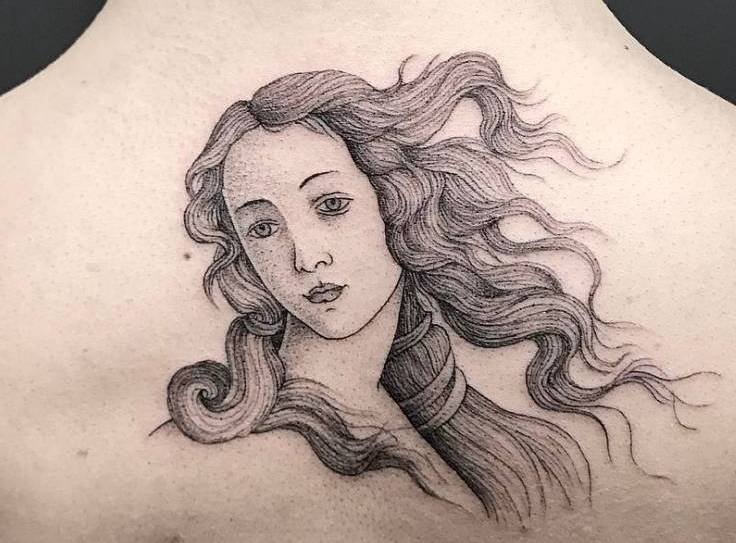 Татуировка Рождение Венеры на спине