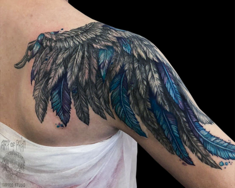 Тату (татуировка) Тату крылья на плече - фото татуировки ()