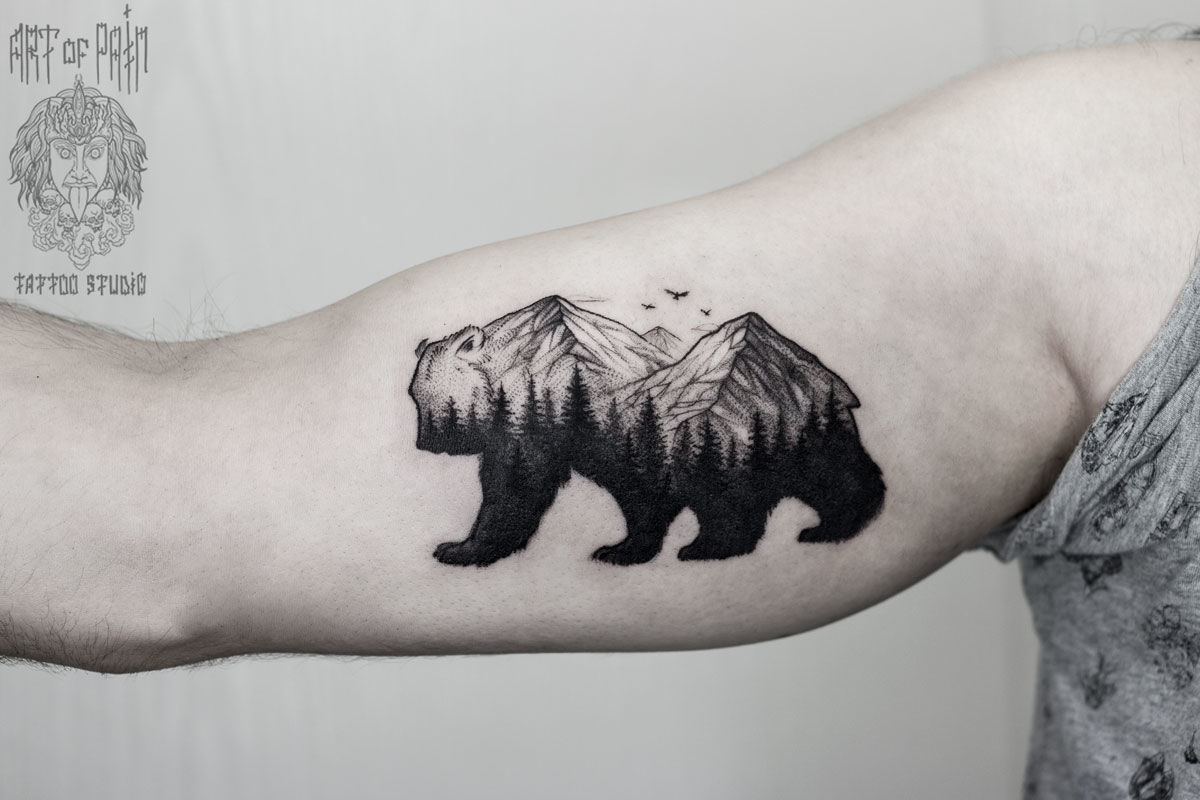 Эскиз медведя на руку