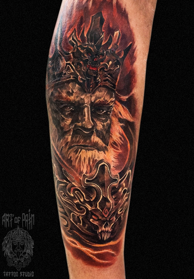 татуировка мужская фентези на голени царь – Мастер тату: 