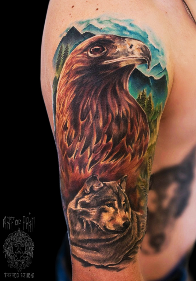 Татуировка мужская реализм на плече орел – Мастер тату: 