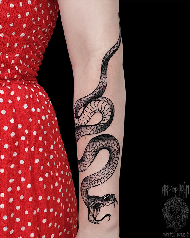 Татуировка женская графика на руке змея – Мастер тату: 
