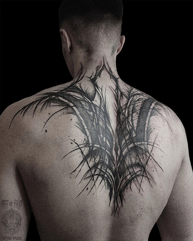 Татуировка мужская графика на спине абстракция – Мастер тату: 