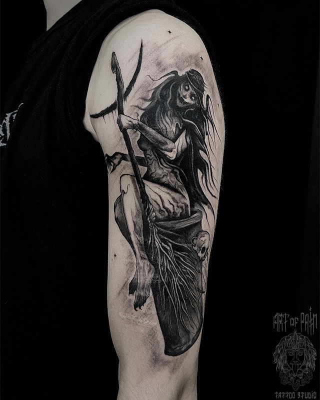 Татуировка мужская хоррор на плече ведьма – Мастер тату: 