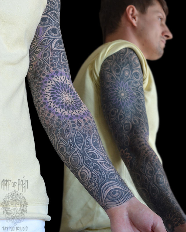Татуировка мужская графика тату-рукав глаза – Мастер тату: Надежда Полякова