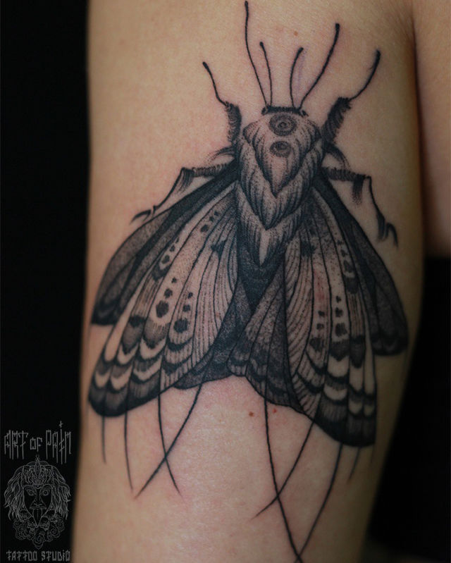 Татуировка женская графика на руке мотылек – Мастер тату: Надежда Полякова