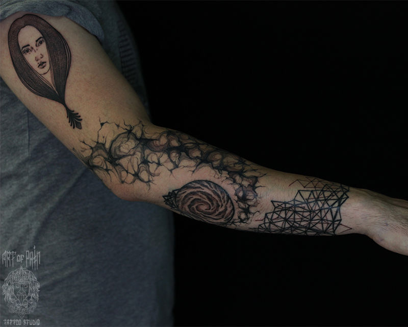Татуировка мужская графика на руке узор – Мастер тату: Надежда Полякова