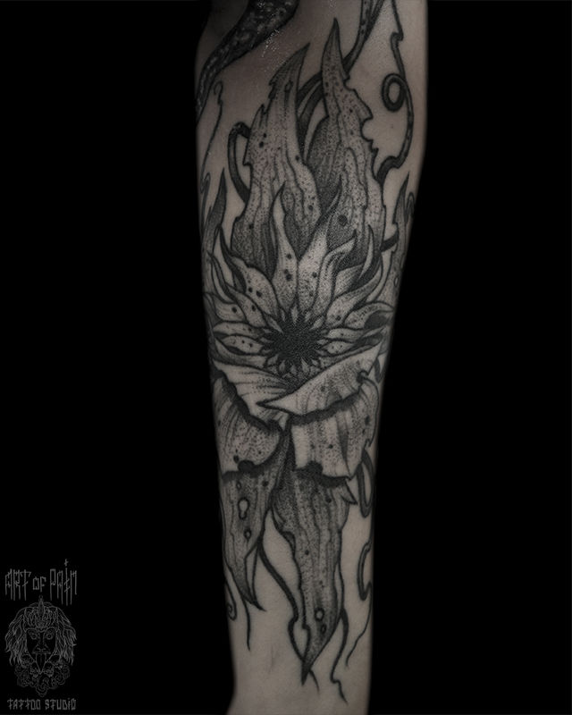 Татуировка женская графика на предплечье цветок фантастический – Мастер тату: 