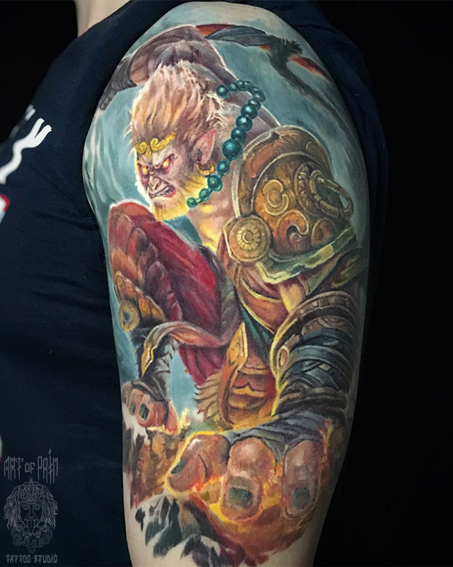 Татуировка мужская фентези на плече царь обезьян – Мастер тату: 