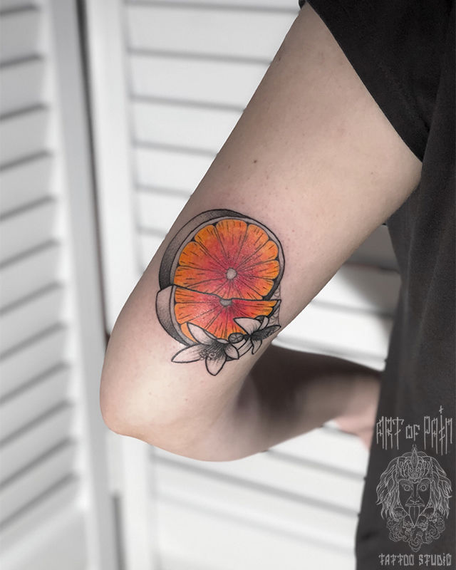 Татуировка женская графика на руке апельсин – Мастер тату: 