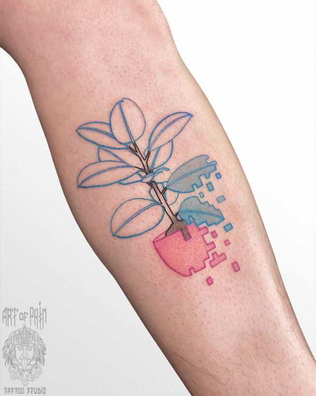 Татуировка женская графика на предплечье растение – Мастер тату: Максим Север