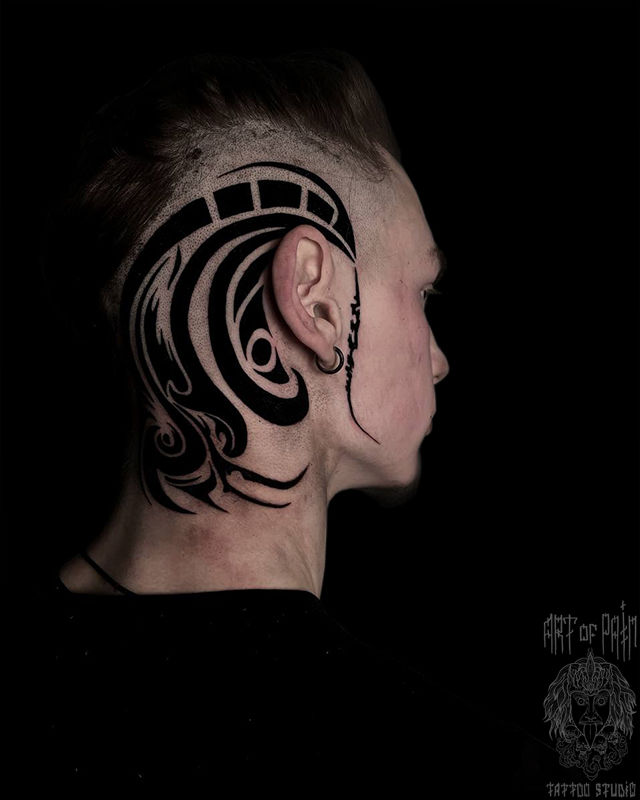 Татуировка мужская орнаментал на голове узор – Мастер тату: Кирилл Плотников