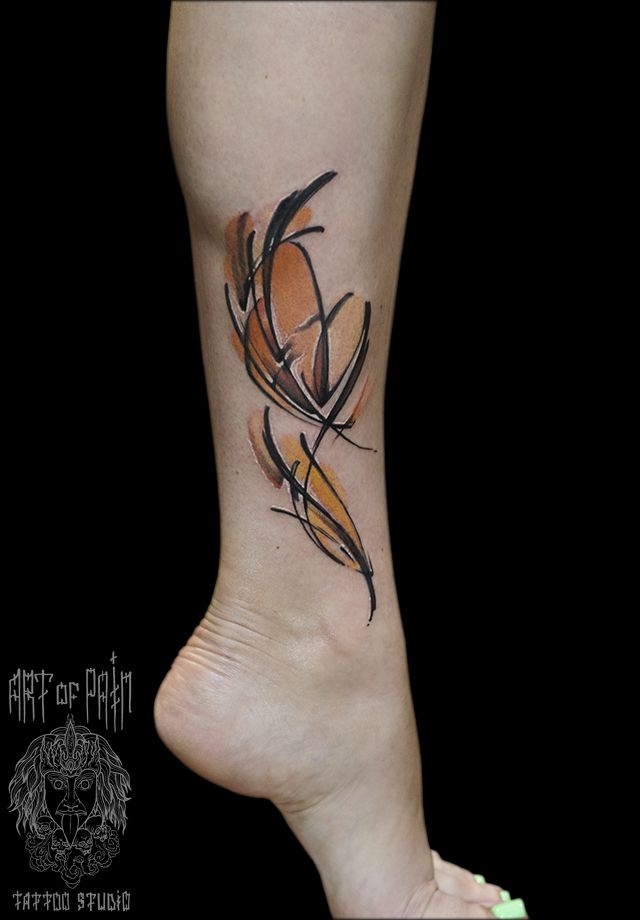 Татуировка женская акварель на икре цветок – Мастер тату: 