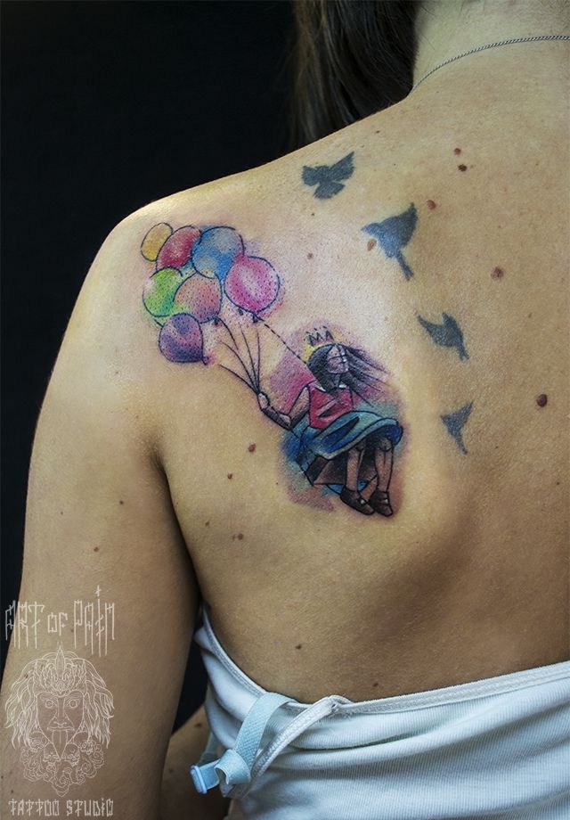 Татуировка женская акварель на лопатке девушка – Мастер тату: 