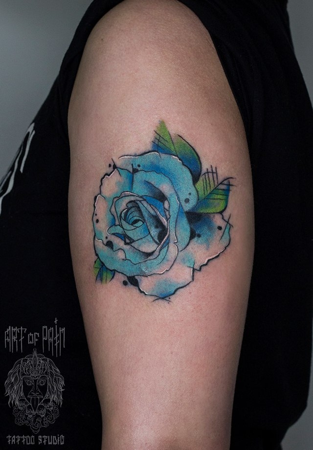  Татуировка женская акварель на плече роза – Мастер тату: 