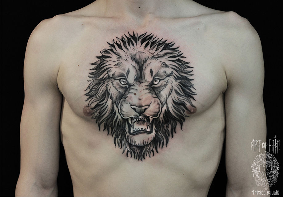Татуировка мужская графика на груди лев – Мастер тату: 